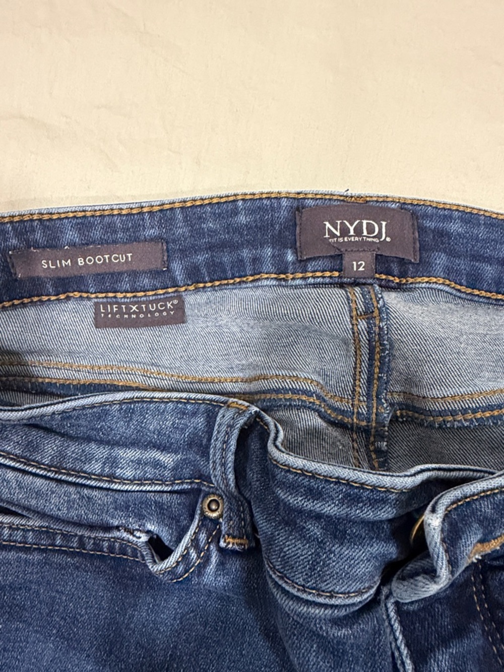 NYDJ Mid Wash Slim Boot Cut Jeans in Blue - Picture 2 of 4